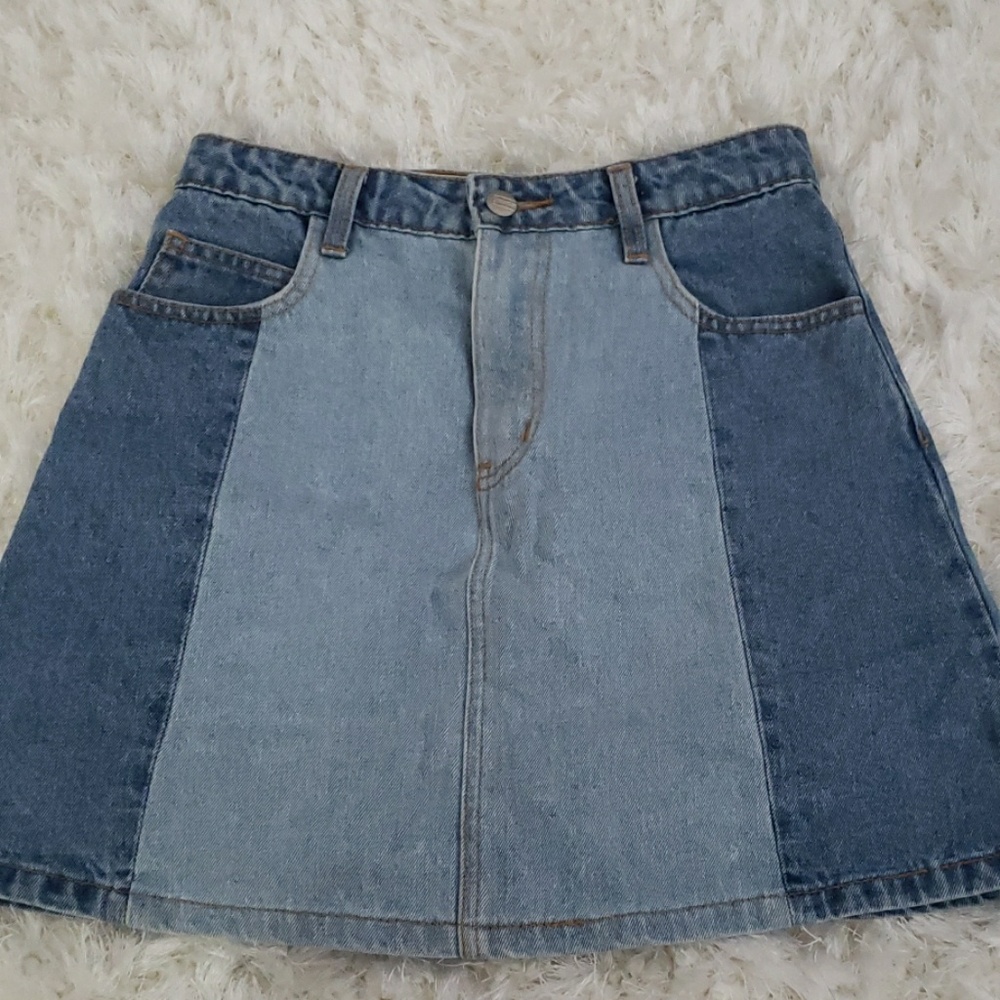 ASOS color block denim skirt